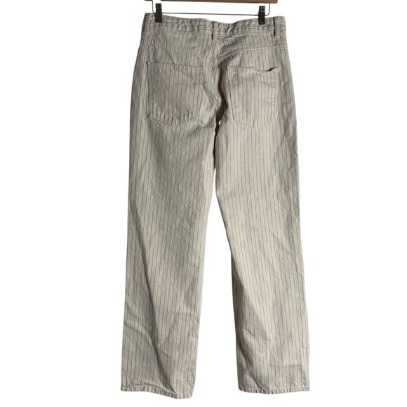 Zara Cream Blue Pinstripe High Rise Straight Leg Denim Jeans Preppy Size 8 - Picture 6 of 8